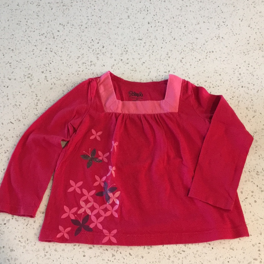 3/$15 Circo Red Long Sleeve Tee with Butterflies